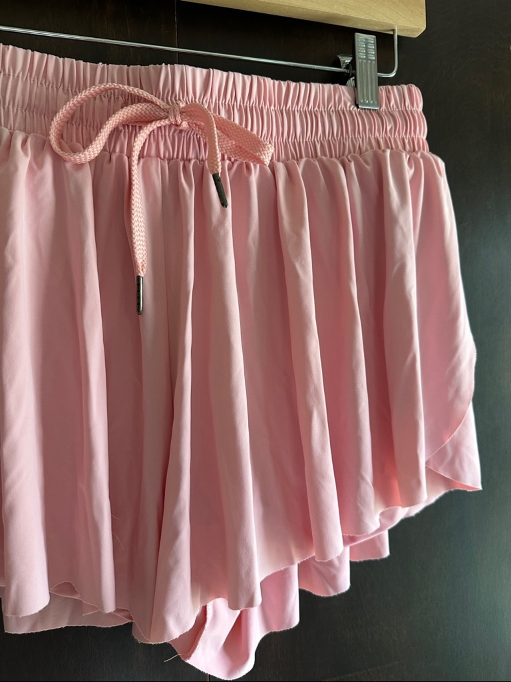 Light Pink Ruffle Drawstring Shorts - Picture 2 of 4